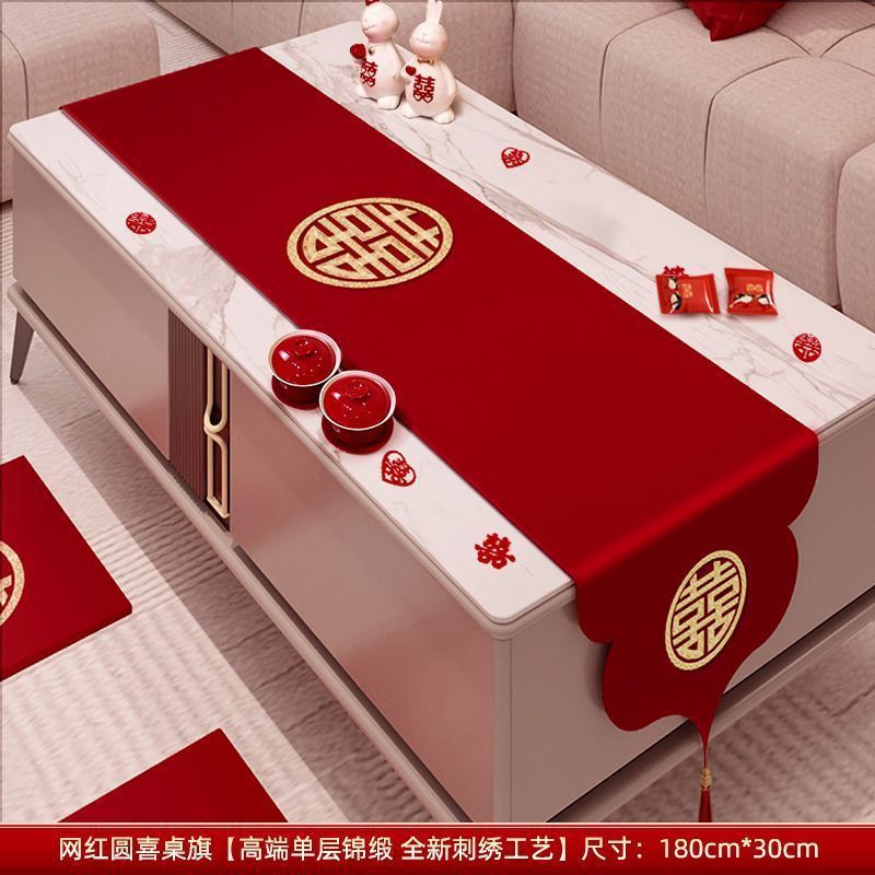 A887 wedding tablecloth red wedding table flag coffee table table cover wedding room decoration wedding new room layout