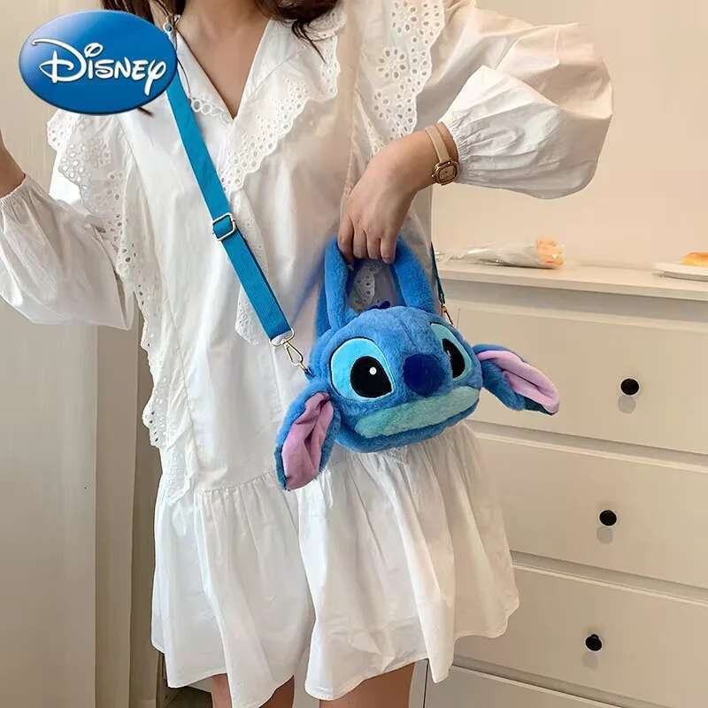 New Lilo & Kawaii Plush Messenger Girl Handbag Anime Stuffed Toys Children Cartoon Plushie Soft Bag