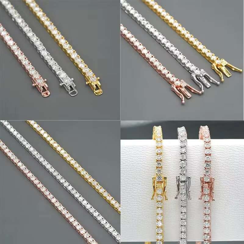 Luxury Men Women Hip Hop Iced Out Fine Jewelry 2MM 3MM 4MM 5MM Lab Diamond S925 Silver Vvs Moissanite Tennis Chain Bracelet