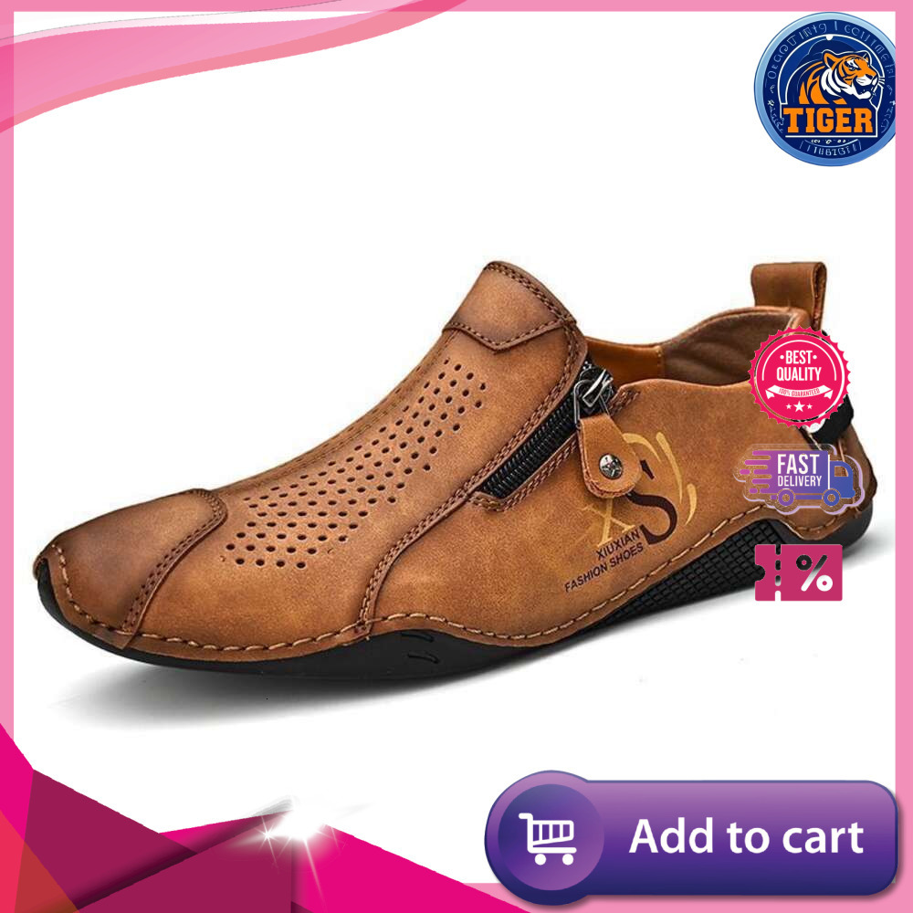 Ddmytiger Withdrawal And Italian Leakage Picking Of Real Leather For Men S Casual New Hollow Out Single Shoes Outdoor Shoes