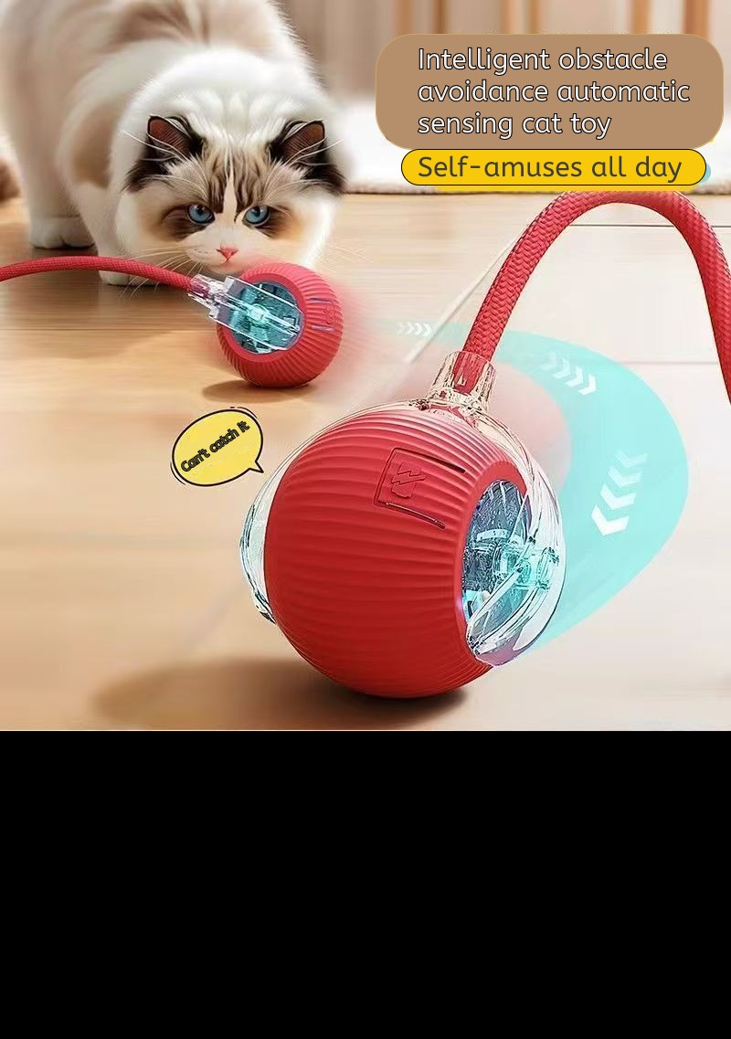 Interactive Smart Cat Toy - Auto-Rolling Pet Plaything With LED Lights And USB Rechargeable Feature