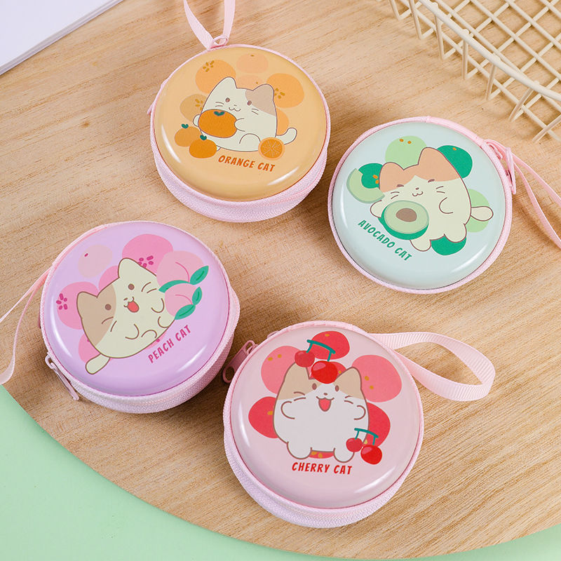 20pcs Cute Creative Cartoon printing Iron Round Shaped Coin Purses mix color coin case