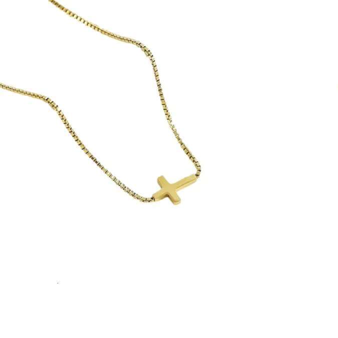 Gilded stainless steel pendant women's jewelry fashionable collarbone chain cross non diagonal neck necklace
