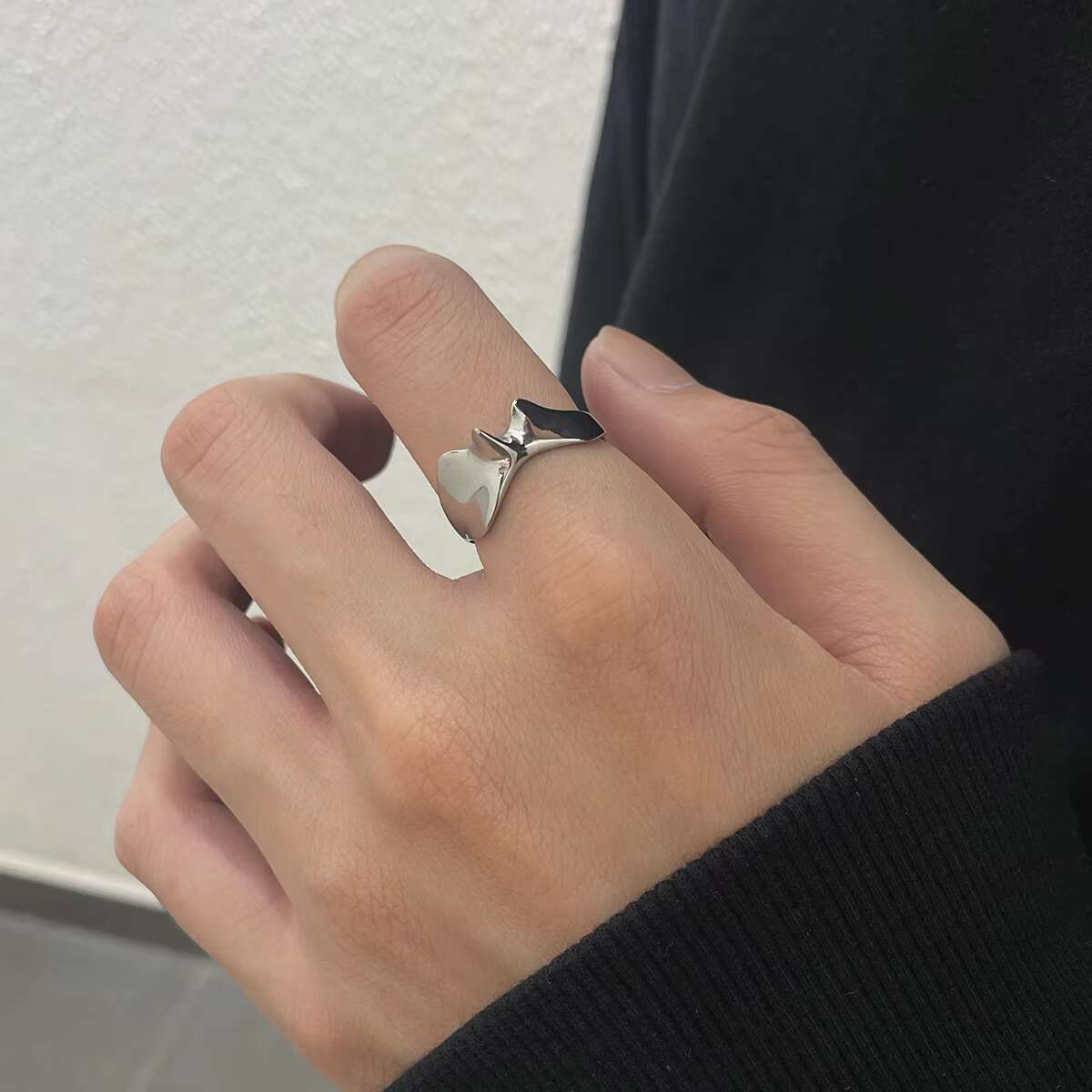 VAF Irregular Shape Anel Masculino Anillos Para Hombre Acero Inoxidable Stainless Steel Irregular Ring for Men Women