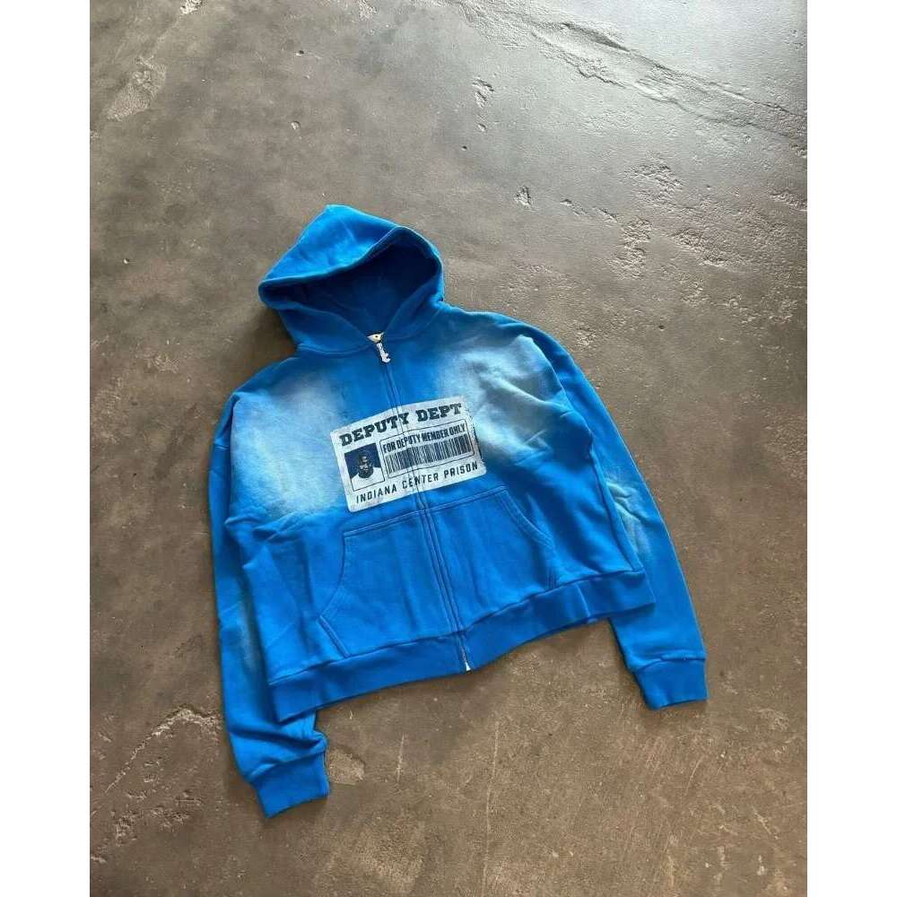 Y2k High Street Haruku Hip-Hop Versatile Cartoon Anime Print Oversized Sweatshirt Men Retro Personalized Zipper Hoodie Women Designer
