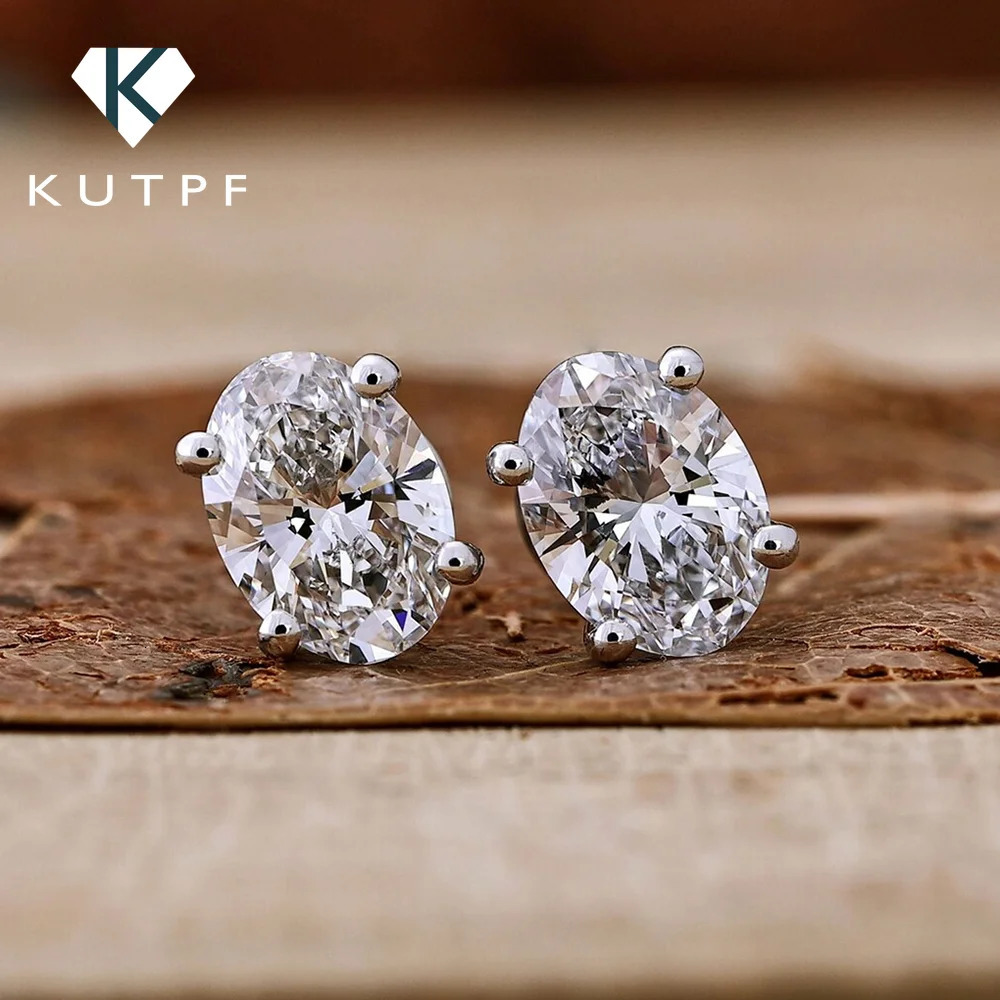 1/2 D Color Oval Cut Diamond Stud Earrings with GRA Certificates S925 Sterling Silver Ear Studs for Women Men 250512