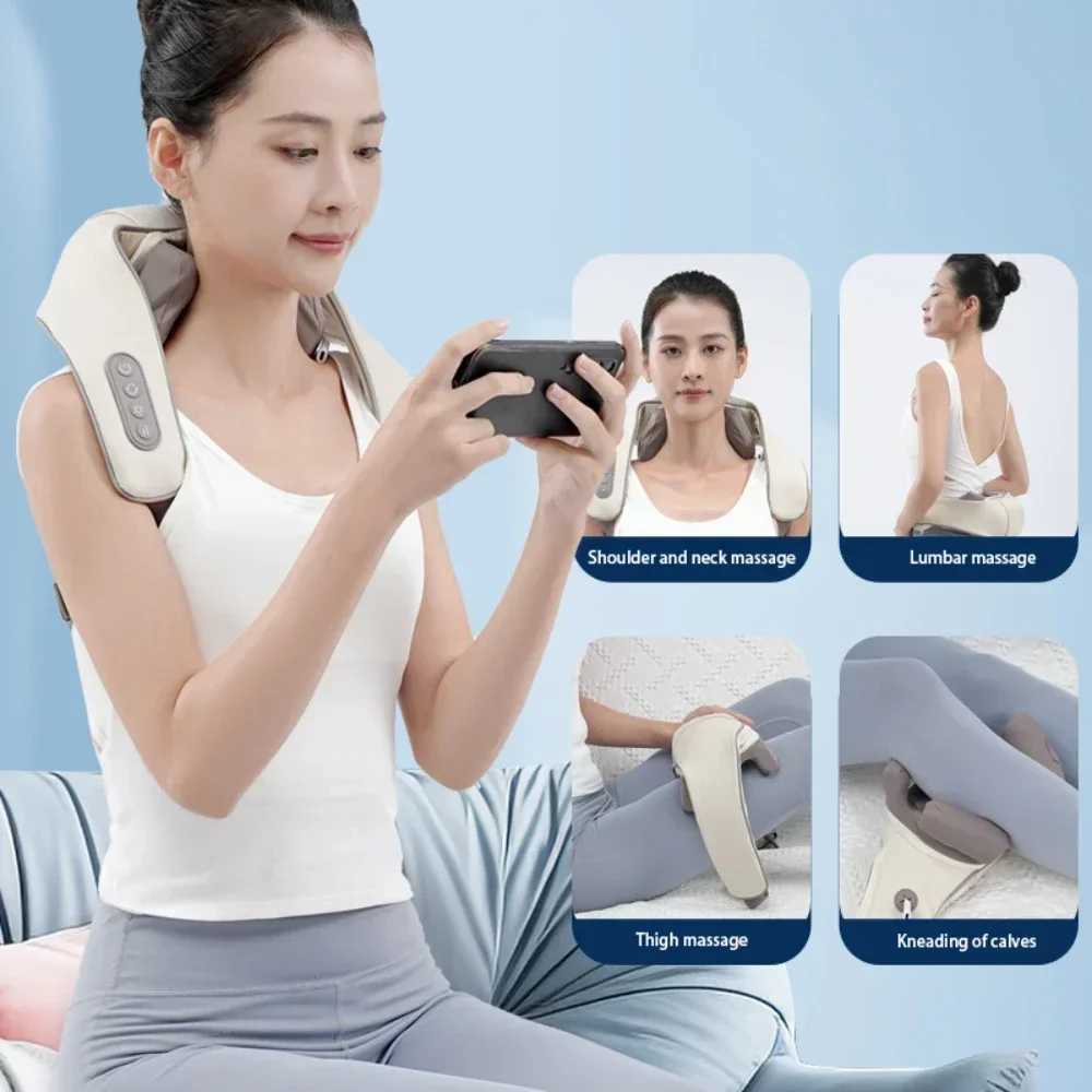 Kneading Smart Electric New Portable Mini Relaxer Dredge Wrap Heated Trapezius Muscle Neck Multifunctional Shiatsu Massage ShawlW250512