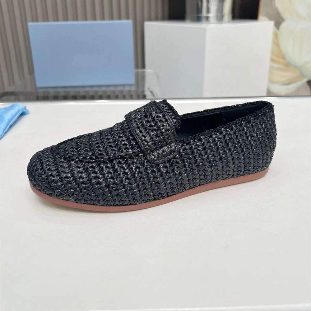 New Women Size35-42 Weaving Loafers Leisure Flats Round Toes Slip On Solid Colors Roman Designer Shoes Zapatillas De Mujer