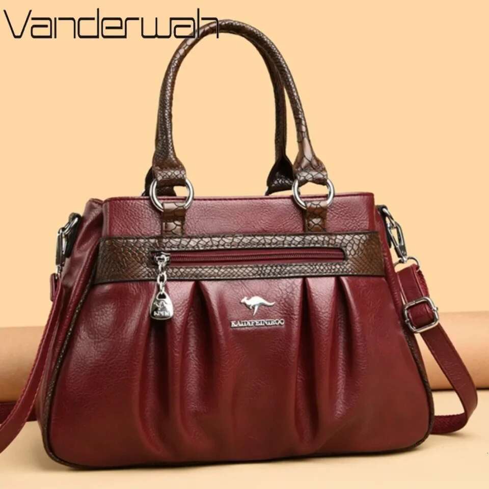 Three Layers Casual Tote Bag High Quality Pu Leather Ladies Hand for Women Big Shoulder Crossbody Bags Sac New