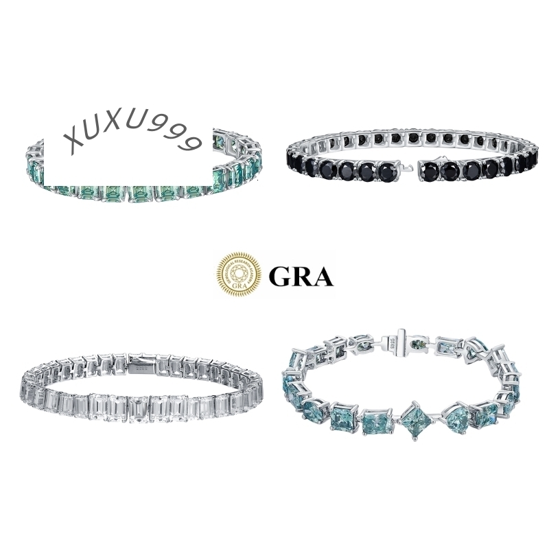 Color Moissanite Tennis Bracelet S925 VVS Gra Certified Moissanite Bangle Diamond Chain Moissanite Jewelry