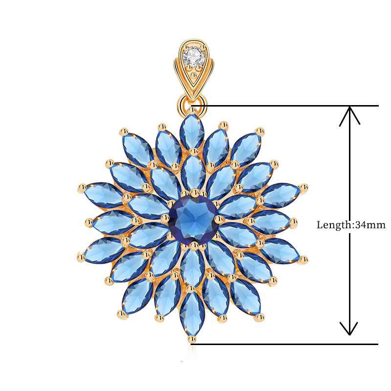 Zircon Crystal Sunflower Pendant Copper Gold Plated Cute Womens Jewelry for Weddings Parties Made Brass Mainly Designed Gifts