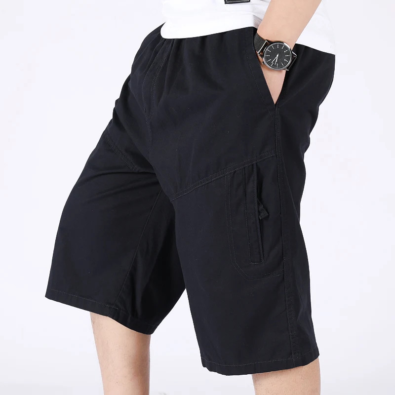 Loose Casual Men Cargo Shorts Summer Pants Elastic Waist Large Size Outdoor Jogging Sweatpants Trend Multi Pockets Short Pants 250509