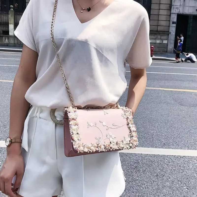 New Fashion Women Floral Printed Mini Chain Bag Shoulder Bag Tote Purse HandbagXJ250512