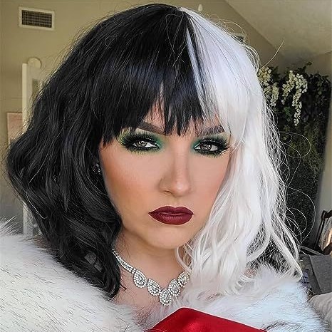 cosplay Wig anime party role-playing costumes Kuira black and white wig medium length wig
