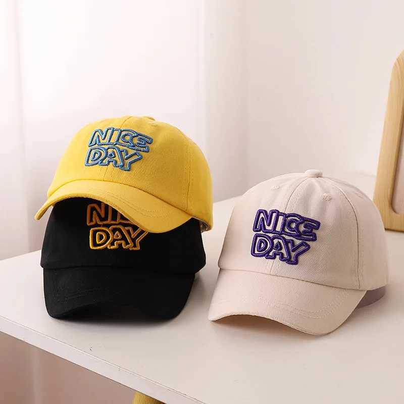 Fashion Letter Children Baseball Hat Solid Color Baby Peaked Cap Cotton Casual Kids Duck Tongue Cap 3-6Year Boy Girl Sun Visors R250512