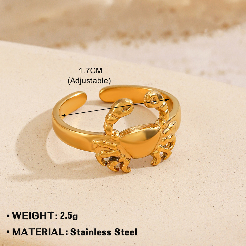 Popular stainless crab ring, women's fashionable hip-hop animal opening adjustable titanium steel ring