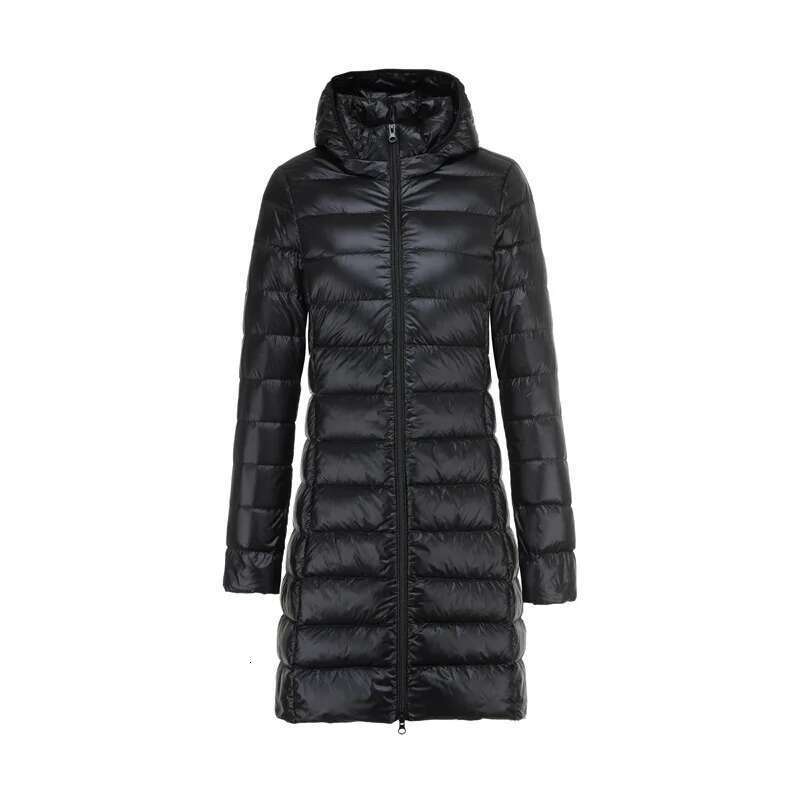 Women's Ultra Light Jacket Long Style White Duck Female Down Detachable Hooded Portable Slim Fit Outwear Dj01 Designer
