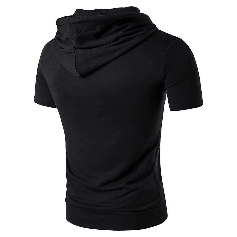 Men's Sport Casual Short Sleeved Hooded Vest Gym Fiess Running Workout Sweatshirt Bodybuilding Clothing Sportswear Pullover Designer
