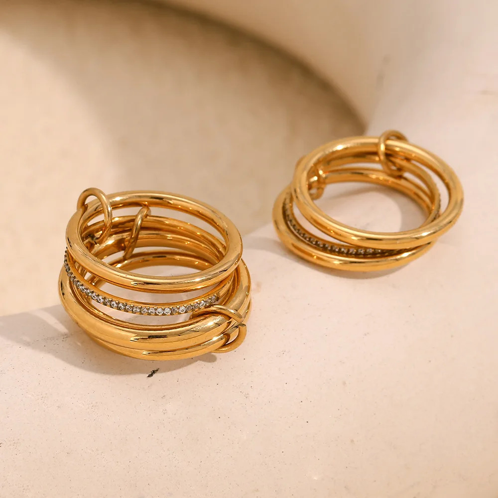 MamacitaSlay Unique Cool Three/Four Fingers Chain Shape Variable Rings Stainless Steel Trendy Waterproof Jewelry Women Men Gifts 250509