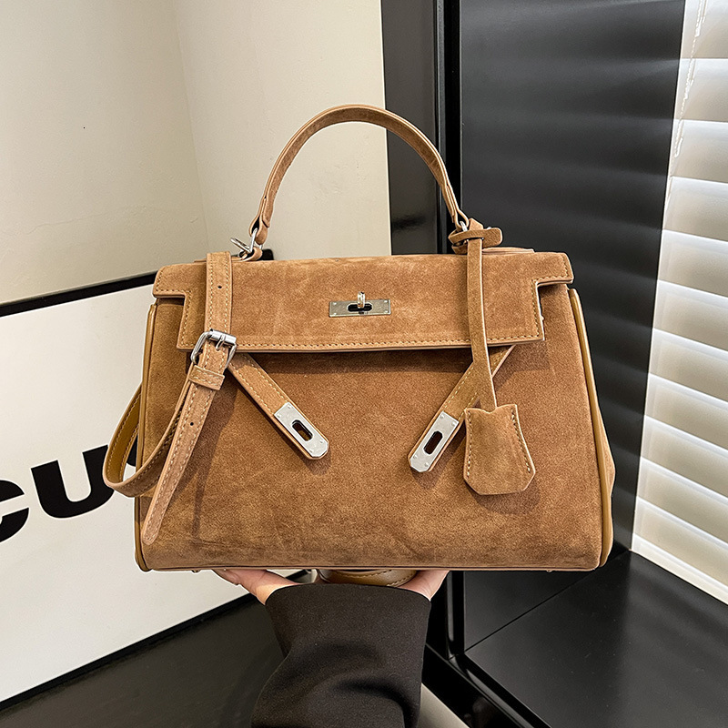 Top Quality New Free Delivery Designer Bag Matte Suede Leather Shoulder Crossbody Bag Fashionable Multifunctional Large Capacity Portable Kelly Bag