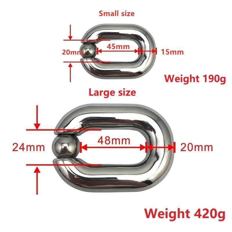 Male Heavy Duty BDSM Stainless steel Ball Scrotum Stretcher metal penis bondage Cock Ring Delay ejaculation male new Sex Toy men W250512