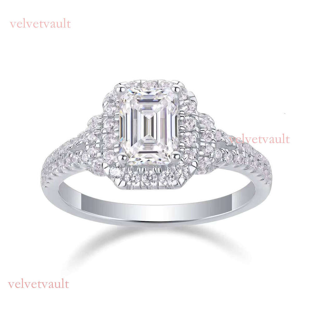 Elegant spodumene emerald cut open handle ring - double-layer pointed set, pure silver, size 5-9, USA