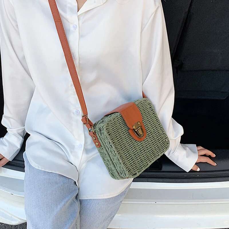 Summer Rattan Straw For Women Woven Handmade Shoulder Small Round Vacation Seasid Beach Bag Shopping Purse bolsa