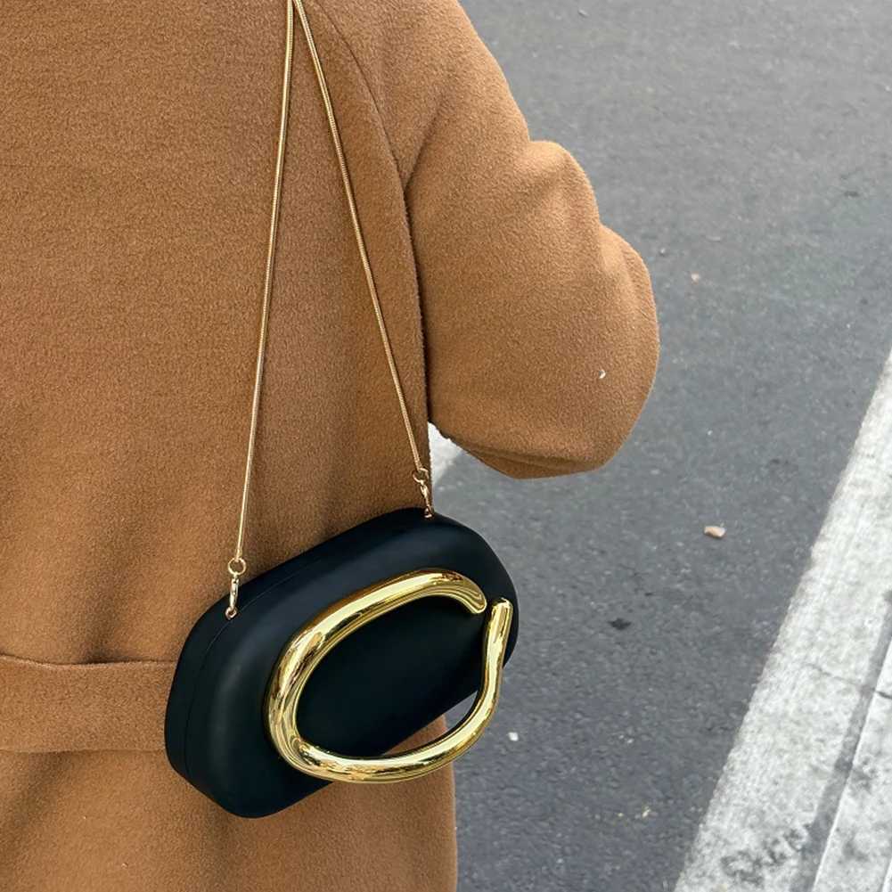 Gold Metal Closure Box Clutch Bag Women Wedding Party Evening Bags Luxury Fashion Crossbody Bag Elegant Handbag Purse with ChainW250512