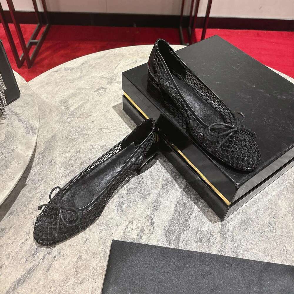 New Women Size34-42 Mesh Ballet Flats Butterfly Knot Genuine Leather Low Heels Leisure Designer Shoes Zapatillas De Mujer