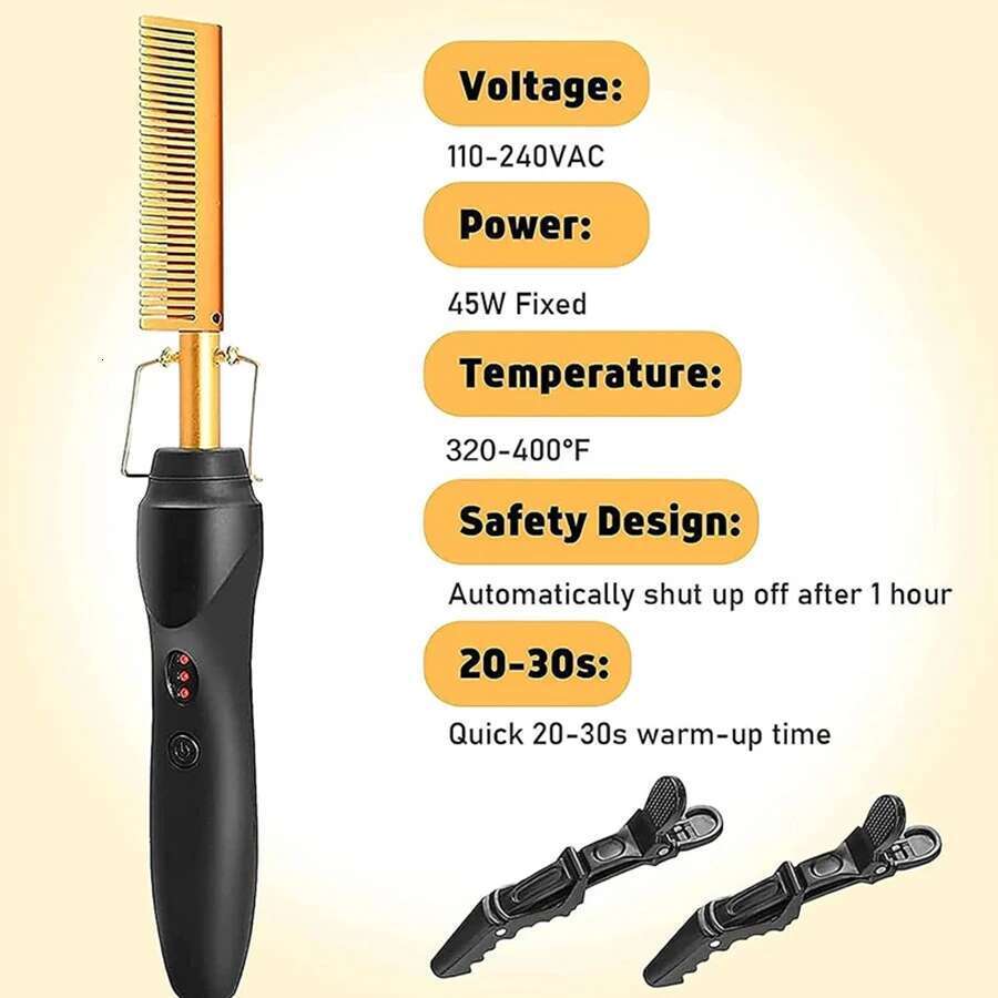 GOIPLE Electrical Heat Straightener Hot Pressing Brush Styling Tool For Lace Front Wig Glue Hair Wax Stick Melting Spray