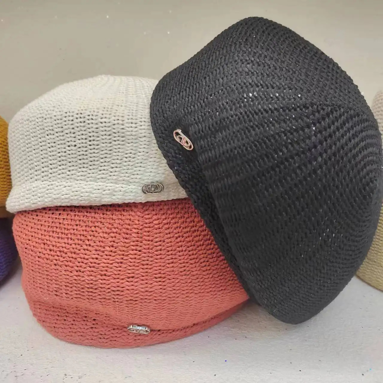 Paper beret hat for women summer thin breathable finalize the n mushroom cap versatile temperament painter 250512