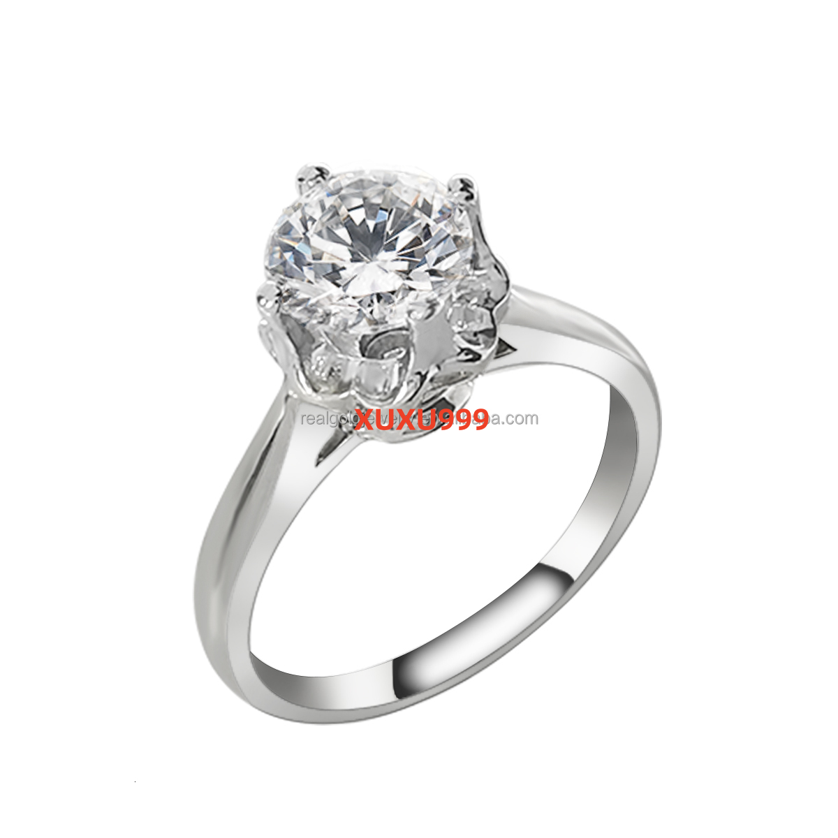 New Fashion Exquisite Promise Jewelry 14 Karat Gold Wedding Ring Solitaire Moissanite Stone Engrave Rings