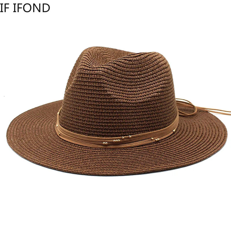 Big Size 60CM Straw Hat 7cm Brim Summer Cooling Beach Sun Outdoor Party Panama Jazz Sombreros De Mujer 250512