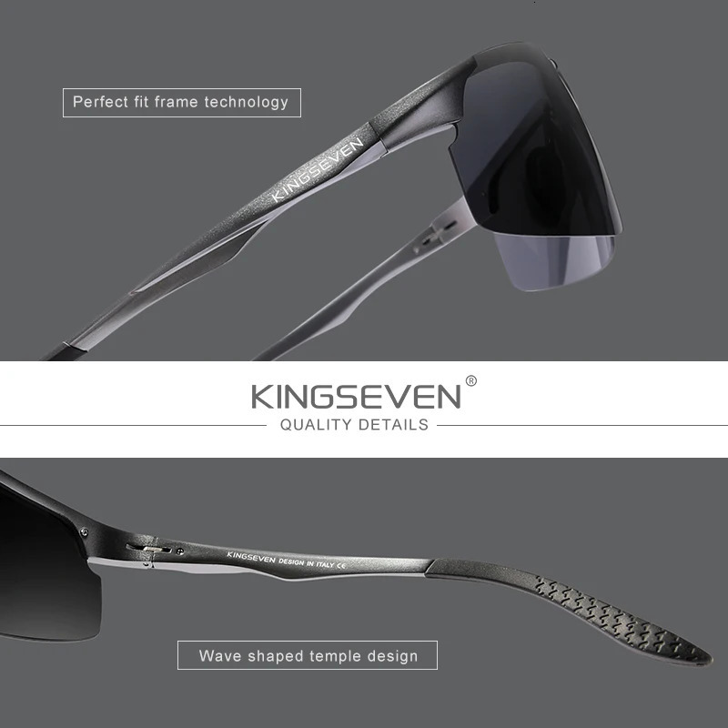 Genuine KINGSEVEN Polarized Men Aluminum Sunglasses Driving Mirror Lens Male Sun Glasses Aviation Women For Eyewear 9126 250512