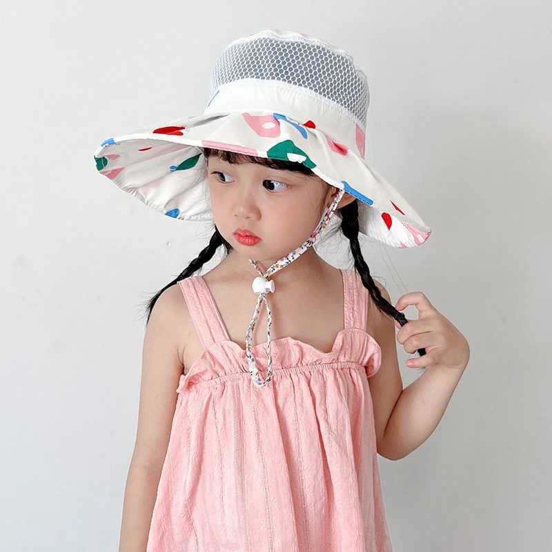 Large Brim Mesh Fisherman Hat For Children Summer Sun Hats Hollow Breathable Kids Sunscreen Cap 1-4Year Baby Sunshade Visors R250512