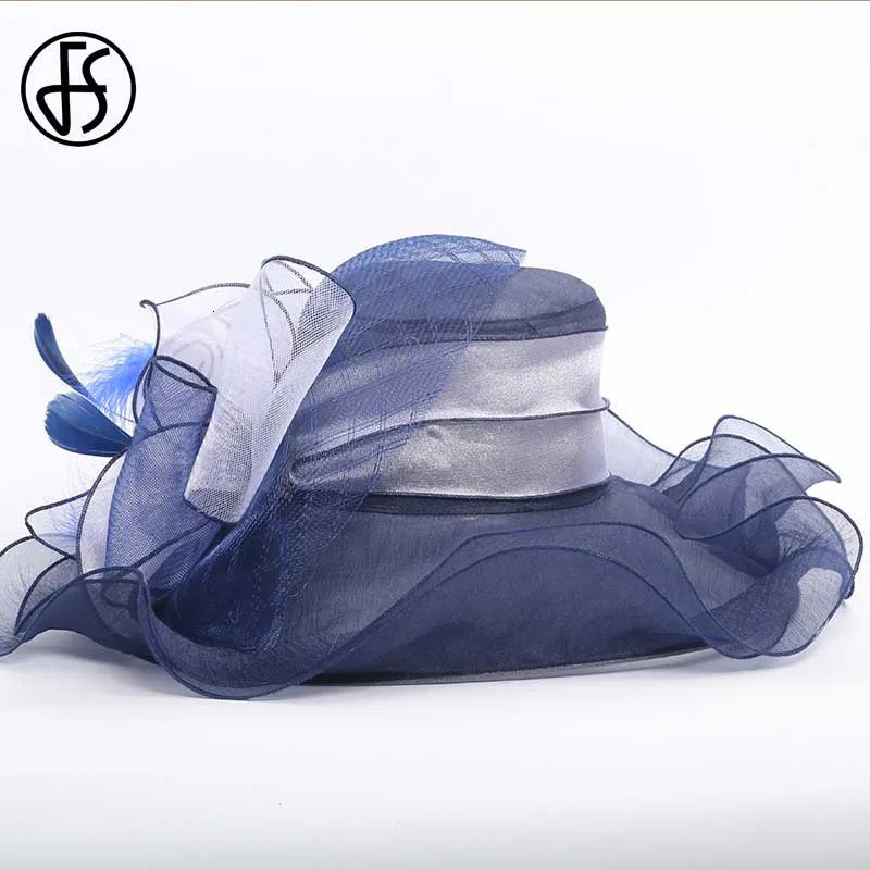 FS Summer Womens Ladies Sun Hat Beach Red Hats Organza ner Cap For Women Wide Brim Church Tea Party Derby 250512