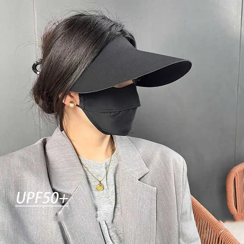 Unmarked integrated sunscreen hat for women UV resistant foldable empty top summer shading lightweight outdoor sun 250512