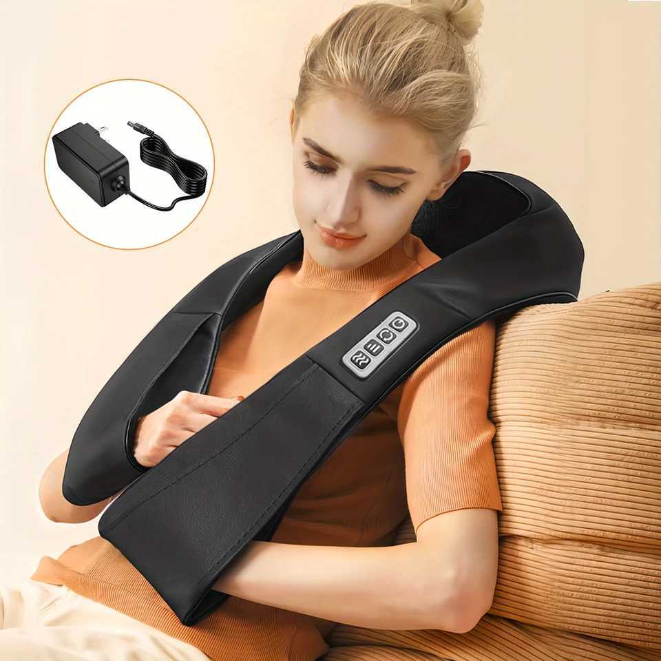 Shiatsu Neck And Back Massager With Heat Deep-Kneading Tissue Pain Relief 3D Kneading Massage Pillow For Office Car Use RelW250512