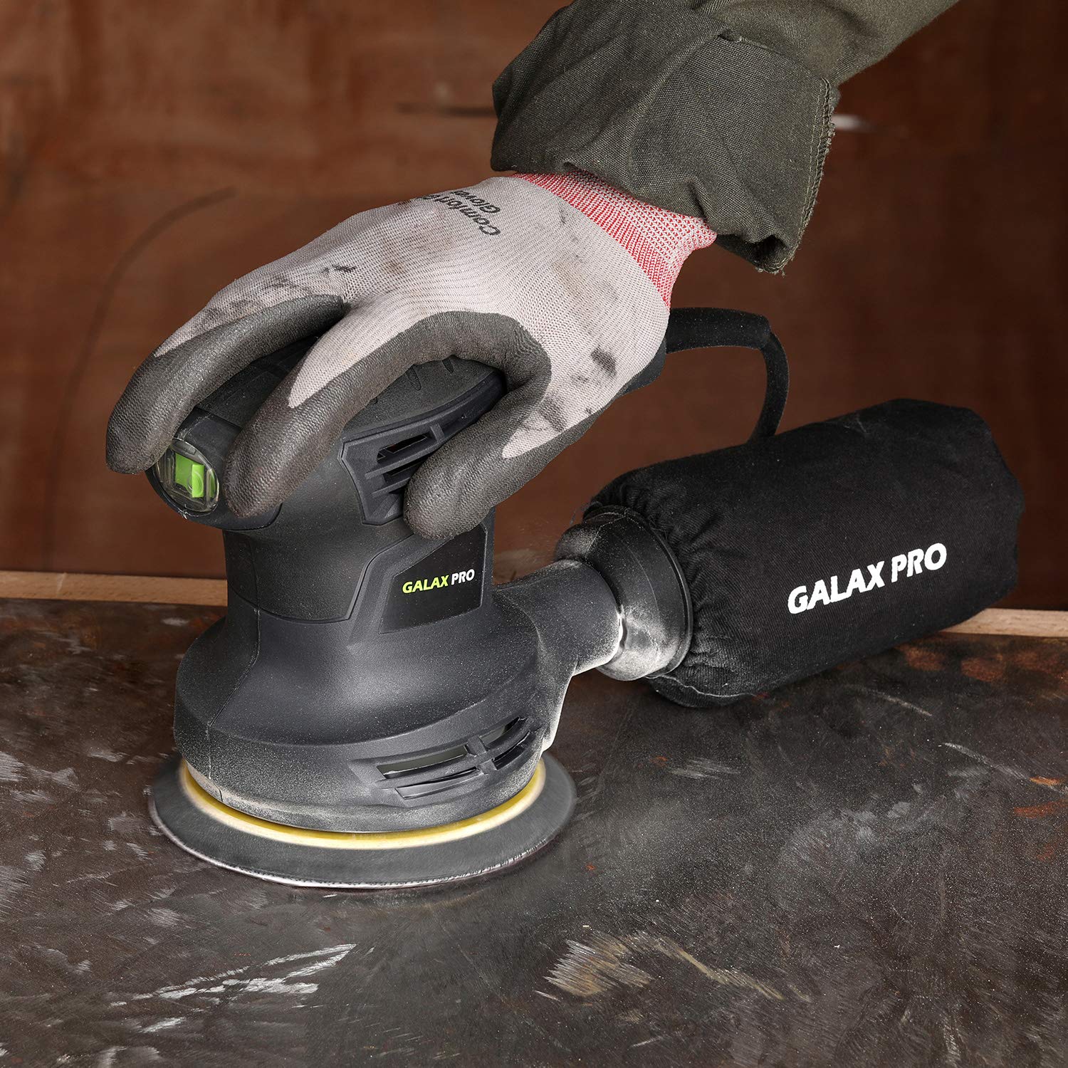 GALAX PRO Random Orbital Sander 280W 13000 OPM with 6 Variable Speeds and 15pcs Emery Paper 125mm with Dust Extraction for Sanding and Polishing