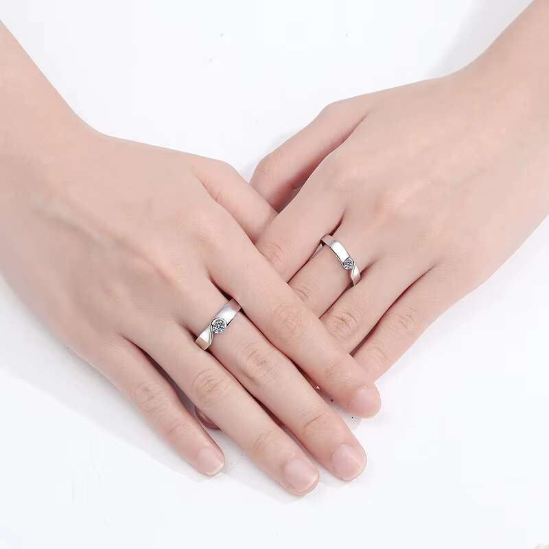 Fine 925 Sterling Silver Couple VVS Moissanite Ring for Engagement Love Heart Rings 0.3CT Diamond Women Wedding Jewelry