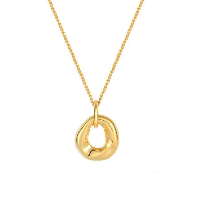 Women's S pure sier gold-plated necklace with light irregular circular pendant and fine chain accessories