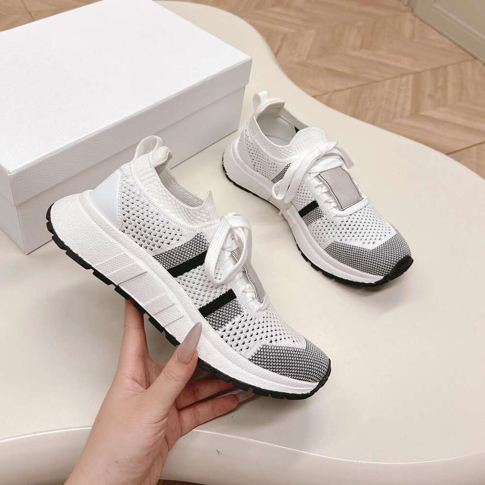 Women Size35-44 Knitting Couple Sneakers Mesh Sports Leisure Flats Mixed Colors Concise Designer Shoes Zapatillas De Mujer