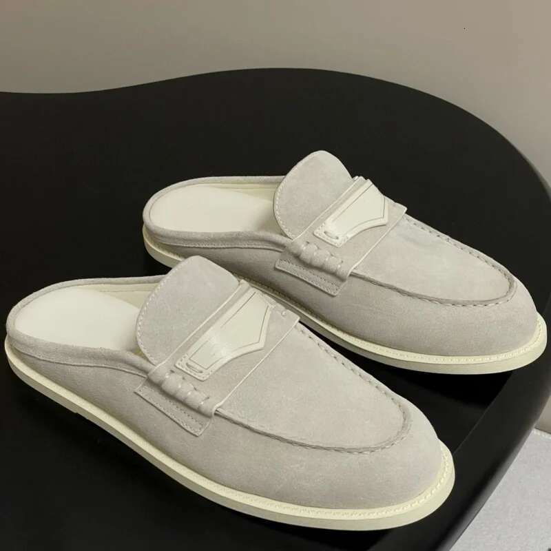 Womens Spring Autumn Leather Slide Mule Shoes Penny Flat Loafers Low Heel Elegant Closed Round Toe Slip On