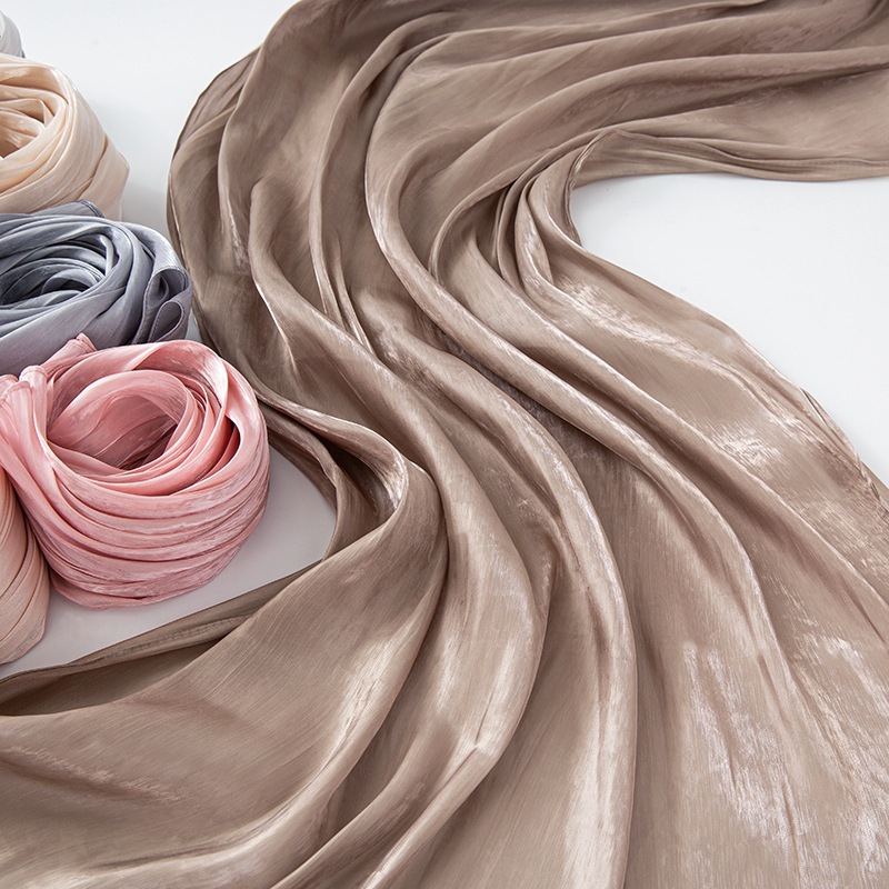 K699 Cross-border solid color headscarf silk scarf thin large gauze scarf travel sunscreen shawl linen plain satin scarf versatile