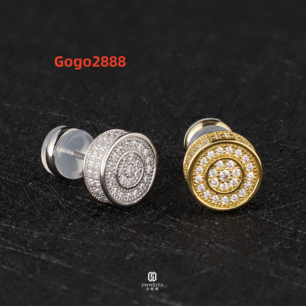Wholesale Price Hiphop Iced Out GRA Moissanite Diamond Sterling Silver Stud Earrings