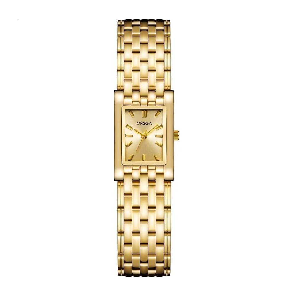 DHCollections Rectangular Quartz Watch 18mm Stainless Steel Band Waterproof Vintage Alloy Fashion Wristwatch for women
