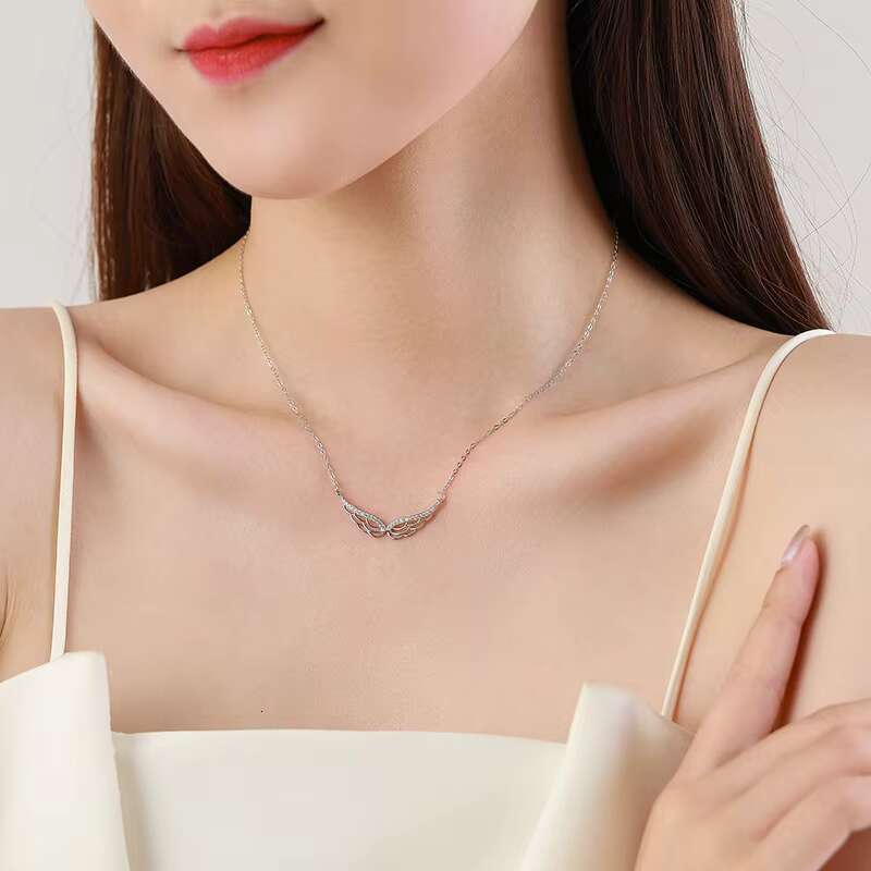 Women's boutique jewelry sier classic elegant angel wings wedding engagement fashion necklace