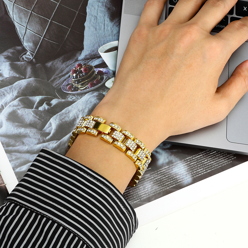 Hip hop jewelry 7-9mm white gold 925 Serling silver VVS moissanite diamond ice Cuban chain bracelet for men and women