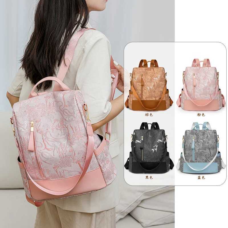 Fashion Anti theft Backpacks Woman Elegant Chinese Style Printed Lady PU Leather Bag Youth Womens BackpackAvailable in 4 color Z250512