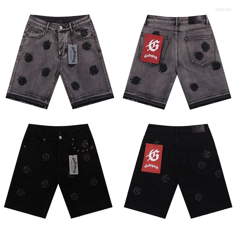 Men's Shorts High Street Godspeed Jeans Men Women Vintage Loose Casual Embroidery Logo Fashion Hip Hop Good Quality Joggers